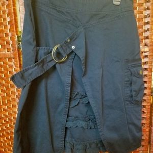 Black Skirt with Front Ruffle